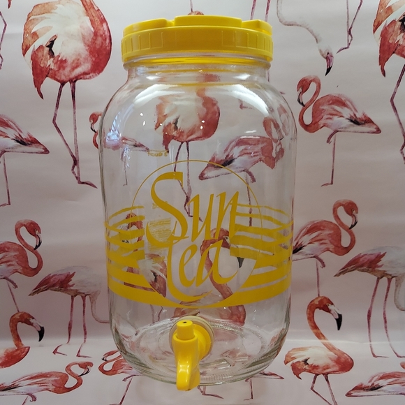 Vintage Kitchen Vintage Sun Tea Glass Jar Drink Dispenser W Handle